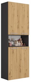 Riano MIX 2K DK fürdőszoba szekrény, 60x174x30 cm, antracit-tölgy