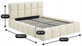 Krém Bársony Franciaágy Ágyneműtartóval. 140x200 MURACJA