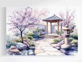 Vászonkép Canvas Akvarell Japán Kert Cseresznye Sakura Virágok 120x80