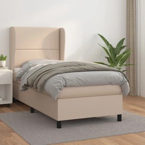 cappuccino színű műbőr rugós ágy matraccal 80 x 200 cm