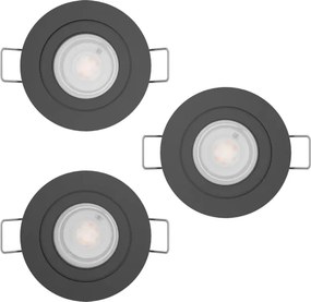 Eglo 902251 - SZETT 3xLED fürdőszobai süllyesztett mennyezeti lámpa BARRANCO 1xGU10/4,5W/230V IP44 fekete