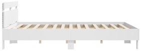 fehér ágykeret fejtámlával és LED-del 200 x 200 cm