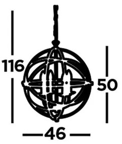 Searchlight 2474-4AB - Láncos csillár ORBIT 4xE14/60W/230V sárgaréz