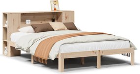 vidaXL tömör fenyőfa könyvespolcos ágy matrac nélkül 120 x 190 cm