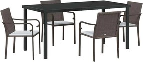 vidaXL Kert étkező szett 5 pcs Barna és fekete PE Rattan