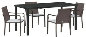 vidaXL Kert étkező szett 5 pcs Barna és fekete PE Rattan