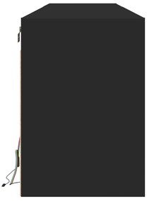 fekete falra szerelhető TV-szekrény LED-del 180 x 31 x 45 cm