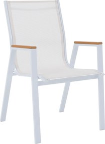 Kerti rakásolható szék, fehér acél/tölgy, BONTO