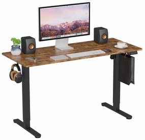Elektromosan állítható magasságú íróasztal - 140x60cm rusztikus barna ülő-/állómunkához - LVN System Lite LV1714