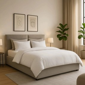 Krém Bársony Franciaágy Ágyneműtartóval. 160×200 MARSYLIA