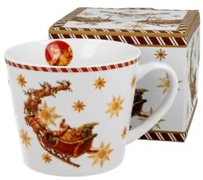 Karácsonyi porcelán bögre 610 ml dobozban Santa on Sleigh