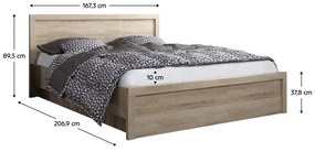 Franciaágy 160 JESS (szonoma tölgy) (ágyráccsal). 1091593