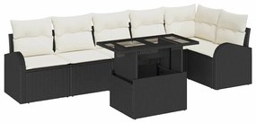 Kerti Kanapé Szett 7 pcs Fekete és krémszínű 100 x 55 x 73 cm