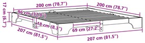 Ágykeret Gyantázott barna Tömör fa 200 x 200 cm Ágykeret