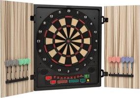 KLARFIT Dartmaster 180, bézs, darts tábla, dart gép, puha hegyű, ajtó