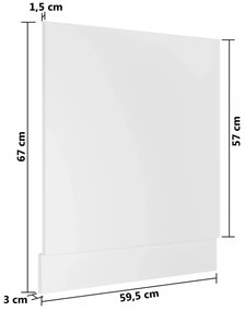 fehér szerelt fa mosogatógép-panel 59,5 x 3 x 67 cm