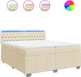 vidaXL krémszínű szövet rugós ágy matraccal 200 x 200 cm