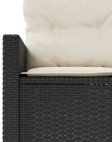 2 részes fekete polirattan félkör alakú kerti kanapészett