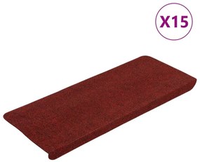 15 db piros öntapadó lépcsőszőnyeg 65x24,5x3,5 cm