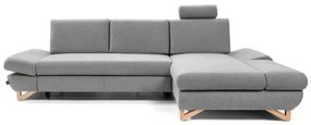 Ággyá nyitható kárpitozott L-alakú sarokülőgarnitúra AVESTA jobb oldali szürke