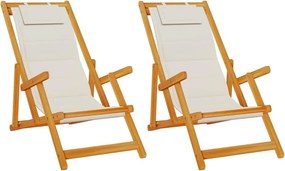 vidaXL Tengerparti szék párnával 2 pcs Barna x Tömör akácfa