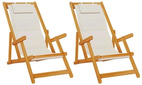 vidaXL Tengerparti szék párnával 2 pcs Barna x Tömör akácfa