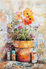 Canvas Vászonkép Dekoráció Színes Virágok Virágcserép Növények 80x120