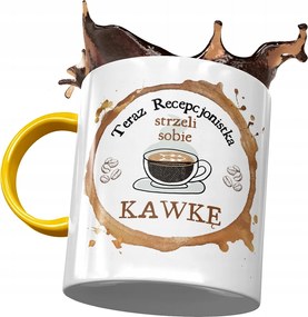 Sárga Bögre A Recepciósnak Kávé Nyomtatott Fotóval