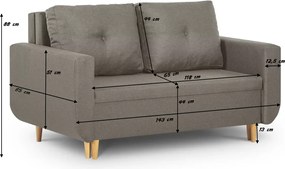 DORIS Kétszemélyes kinyitható kanapé Szürke