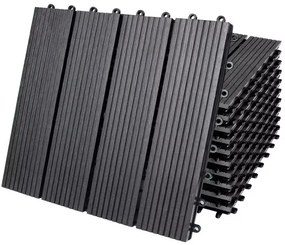 Deuba WPC burkolólapok - 11 darabos készlet, 30x30 cm, klasszikus antracit