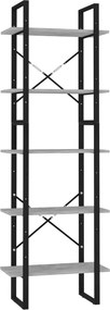 vidaXL 5 szintes betonszürke szerelt fa könyvszekrény 60 x 30 x 175 cm