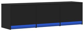 fekete szerelt fa TV-szekrény LED-ekkel 140 x 34 x 40 cm