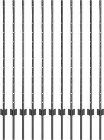 vidaXL Kerítésoszlop 11 pcs Szürke 120 cm Acél