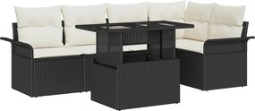 vidaXL Kerti Kanapé Szett párnával 6 pcs Fekete polirattan
