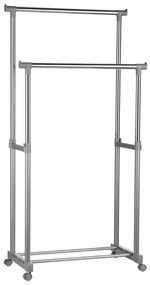 Ezüstszínű fém teleszkópos-gurulós ruhatartó állvány – Premier Housewares