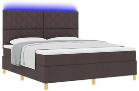 Box Spring Ágy matraccal és LED-del Sötétbarna 180x200 cm Szövet
