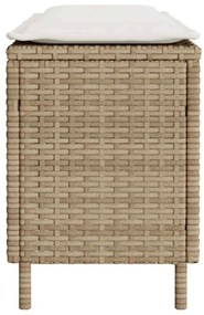 Bézs polyrattan kerti pad párnával 110x30x40,5 cm