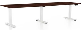 OfficeTech Long állítható magasságú asztal, 260 x 80 cm, fehér alap, wenge