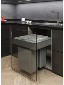 Hulladékgyűjtő Elletipi SQUARE 2.0 600, szelektív, frontkihúzású, szürke, 24L + 8L + 2*12L