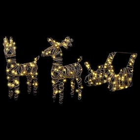 Rénszarvas húzta szán Meleg fehér 52.5 x 28 x 32.5 cm Rattan