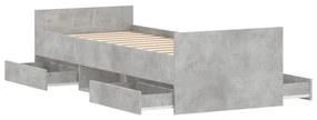 betonszürke ágykeret fej- és lábtámlával 75 x 190 cm