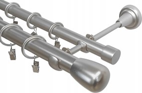 Fém Kétsoros Függönysín Ezüst Színű Csendes Karikákkal 25 mm 200 CM