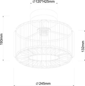 VETRO mennyezeti lámpatest 1xE27/15W/230V, Ø 24,5 cm, aranyszínű