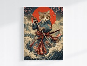 Vászonkép Canvas Japán Ázsia Szamuráj Harcos Kard Macska 60x80