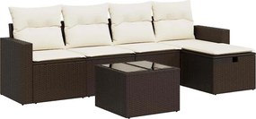 vidaXL 6 részes barna polyrattan kerti ülőgarnitúra párnával