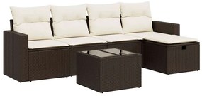 vidaXL 6 részes barna polyrattan kerti ülőgarnitúra párnával