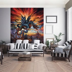 Vinyl fotótapéta 184x254 Mitikus lények Piros kék sárkány