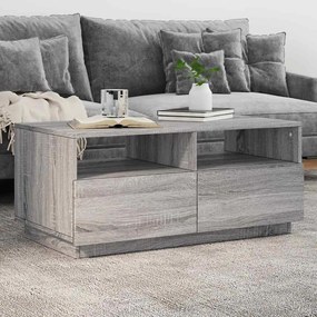 Szürke sonoma színű dohányzóasztal LED-lámpákkal 90x49x40 cm