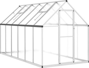 vidaXL ezüstszínű alumínium melegház alapvázzal 334x169x195 cm