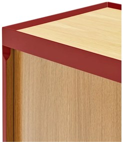 Piros alacsony komód tölgyfa dekorral 165x78 cm Arista – Teulat